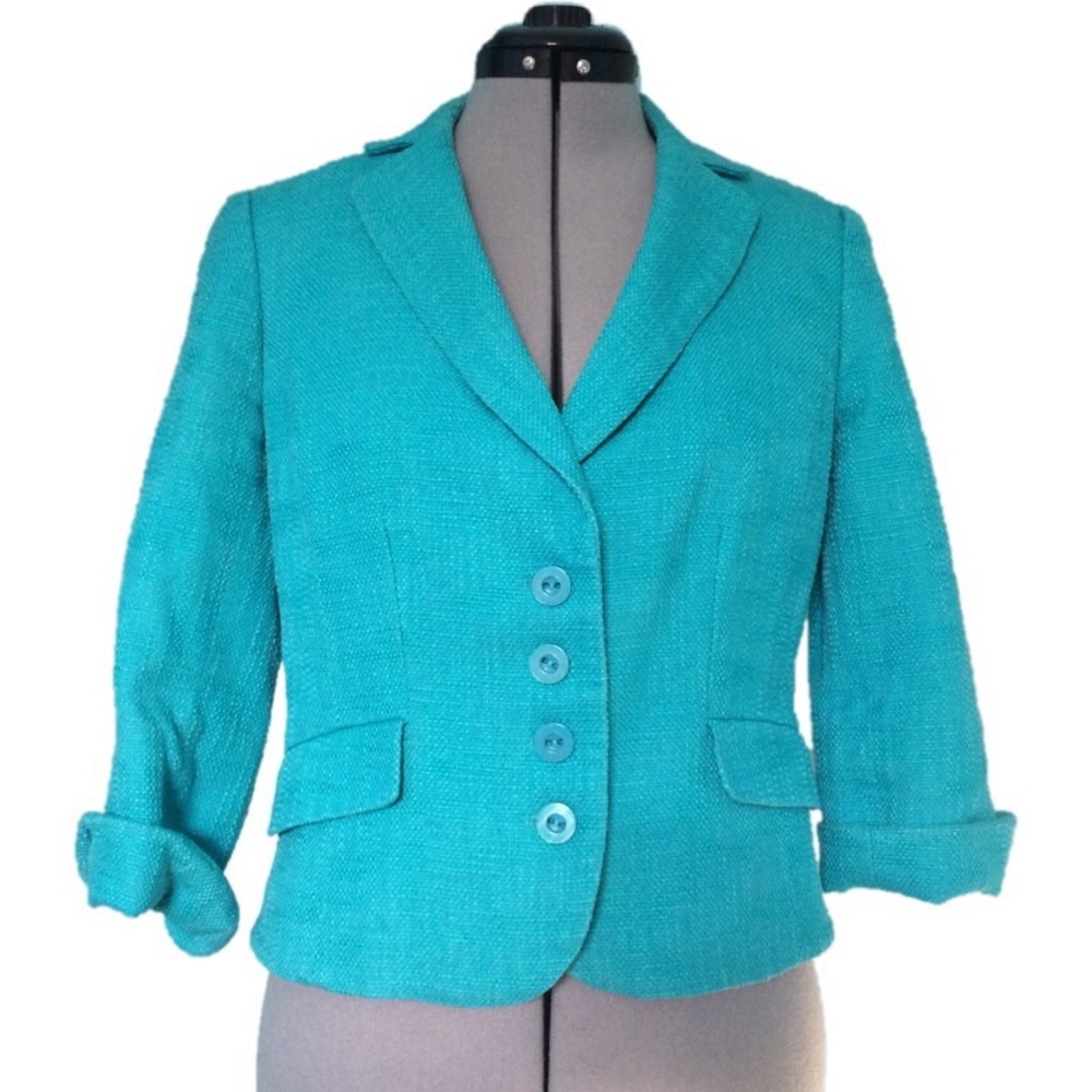 Semantiks Teal Cotton Blazer Size 8